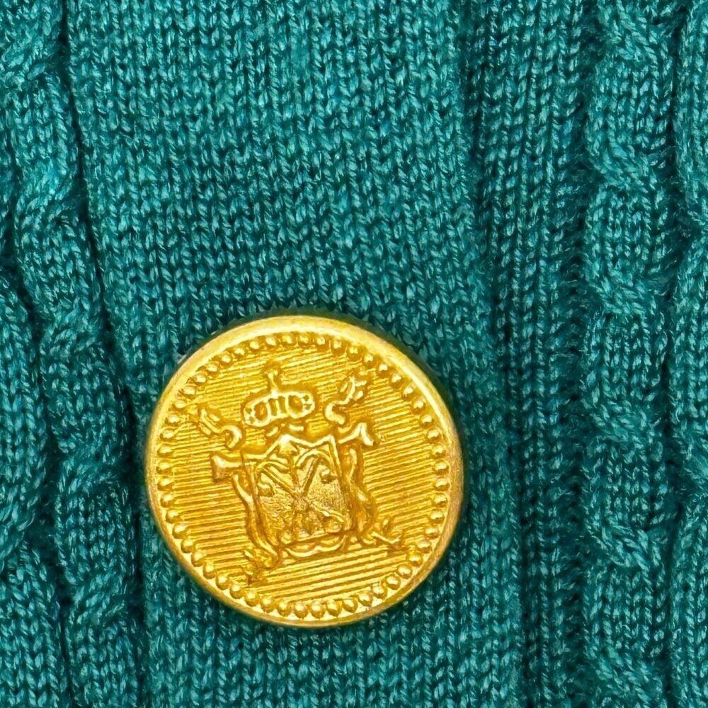 TAYLOR WOMEN'S SIZE S-SMALL GREEN CABLE-KNIT SWEATER DRESS GOLD BUTTON STRETCH - Picture 5 of 12